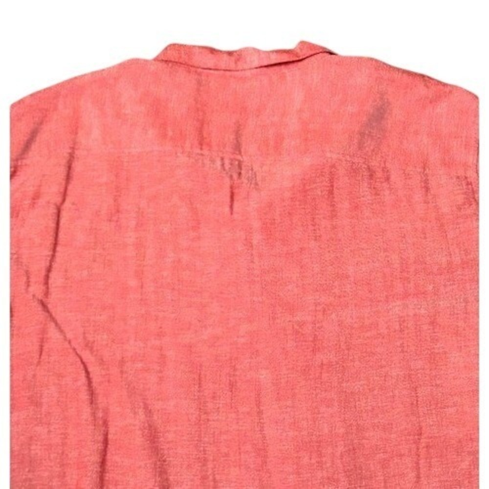 Croft & Barrow Mens XXL Coral Pink Linen Blend Short Sleeve Linen Blend Shirt - Picture 8 of 10